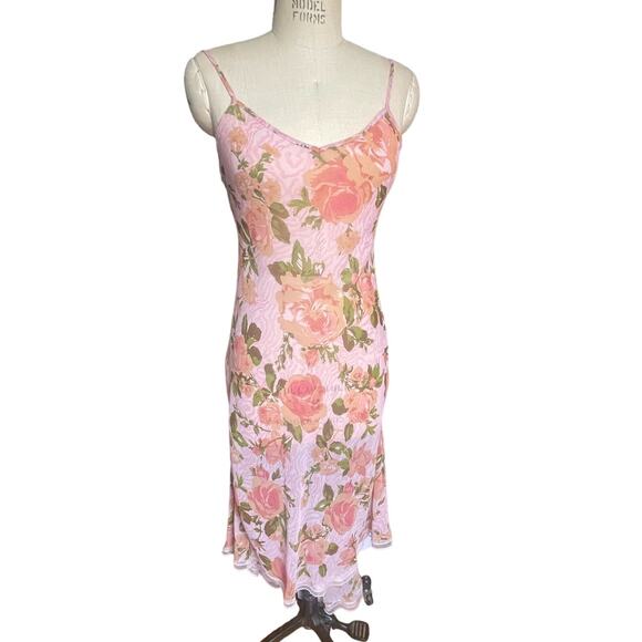 Betsey Johnson x Urban Outfitters Tori 90s Floral Pink Midi Dress Size Small - Picture 3 of 9